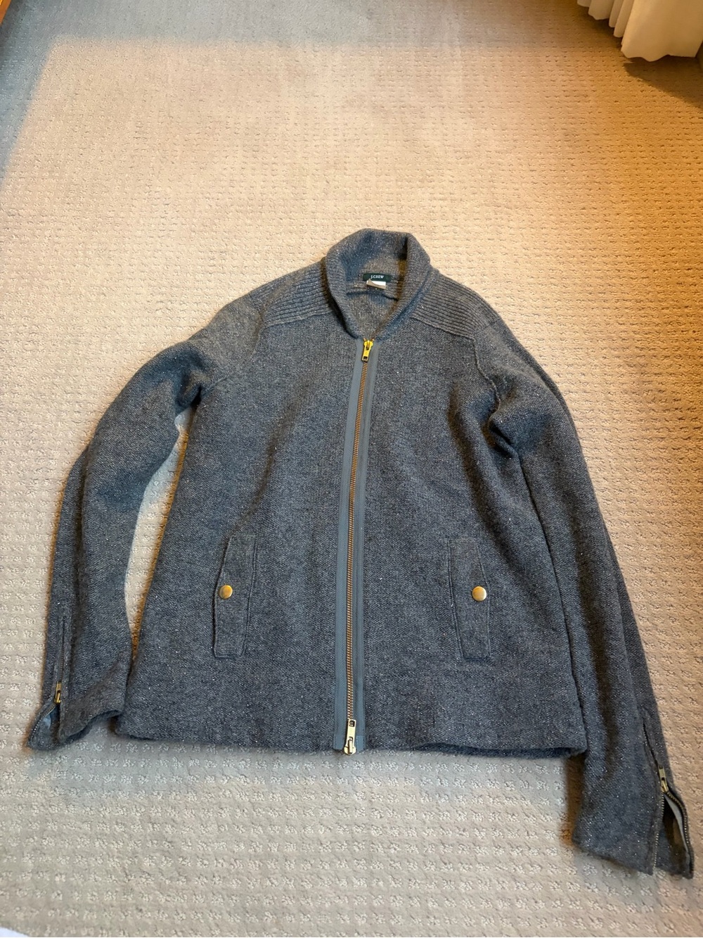 Women's Gray Zipper Wool Jacket